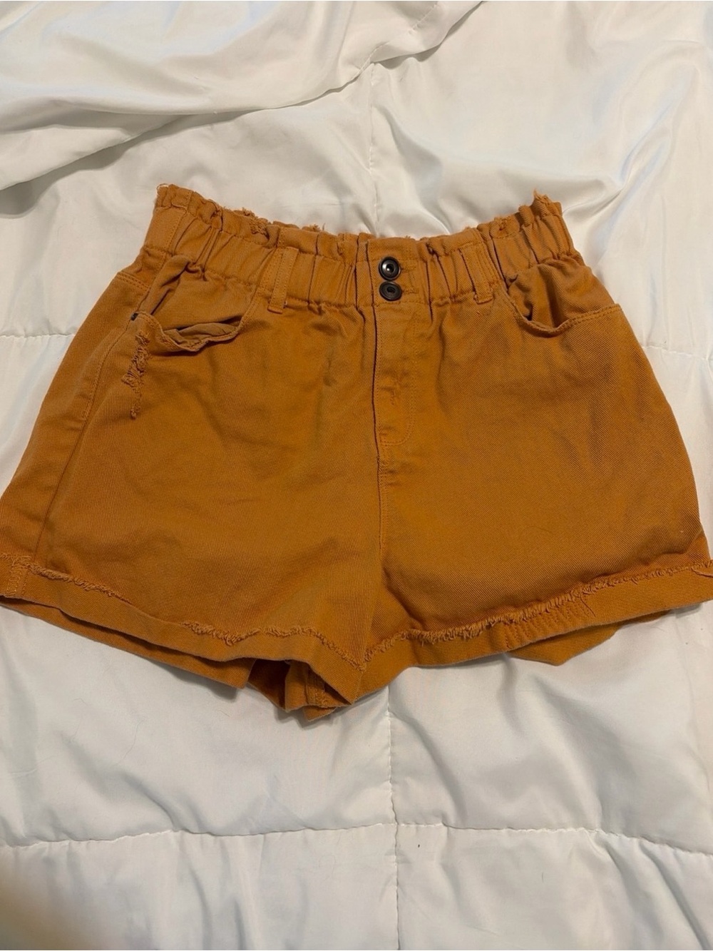 High-Waist Paperbag Rust Orange Women’s Shorts